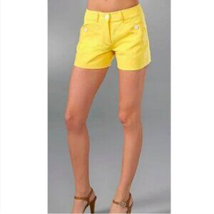 See By Chloe Women Yellow Midrise Tweed Woven Pocket Shorts Size 2